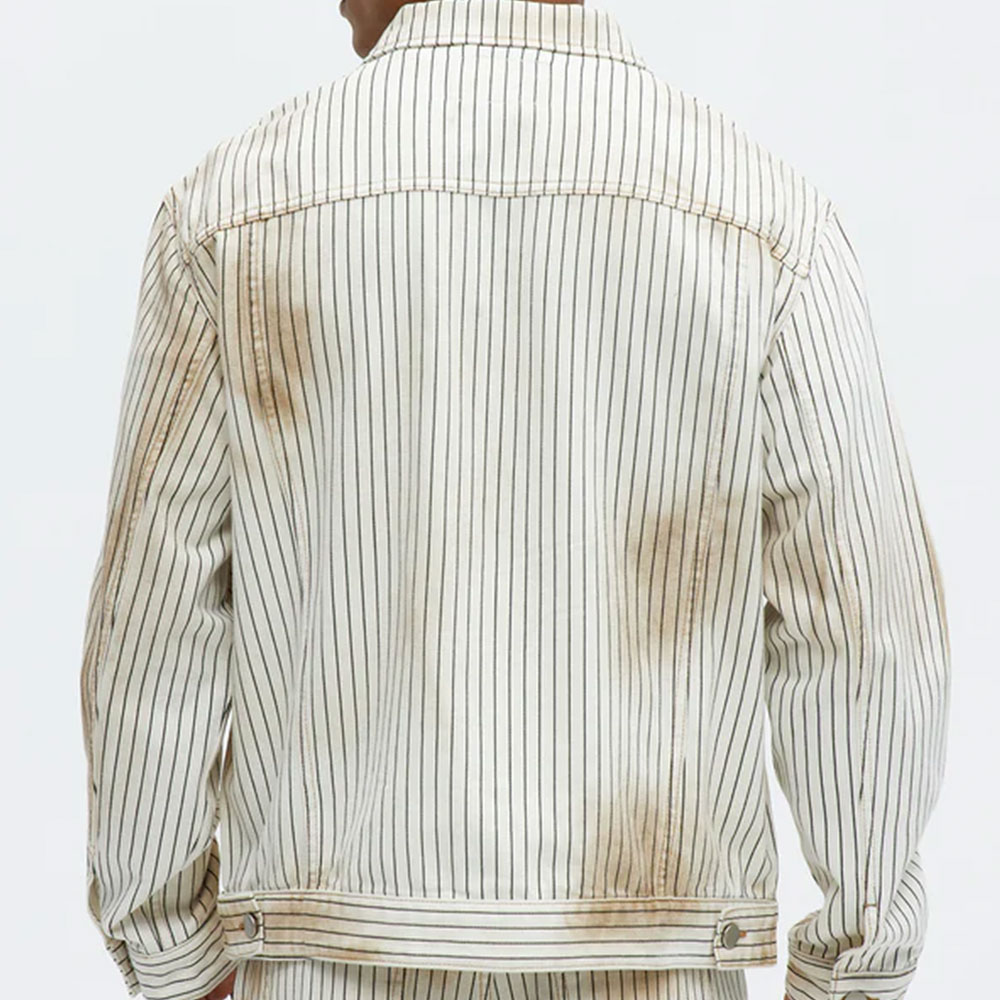 Byron Striped Vintage Trucker Jacket - Cream/combo - Image 2